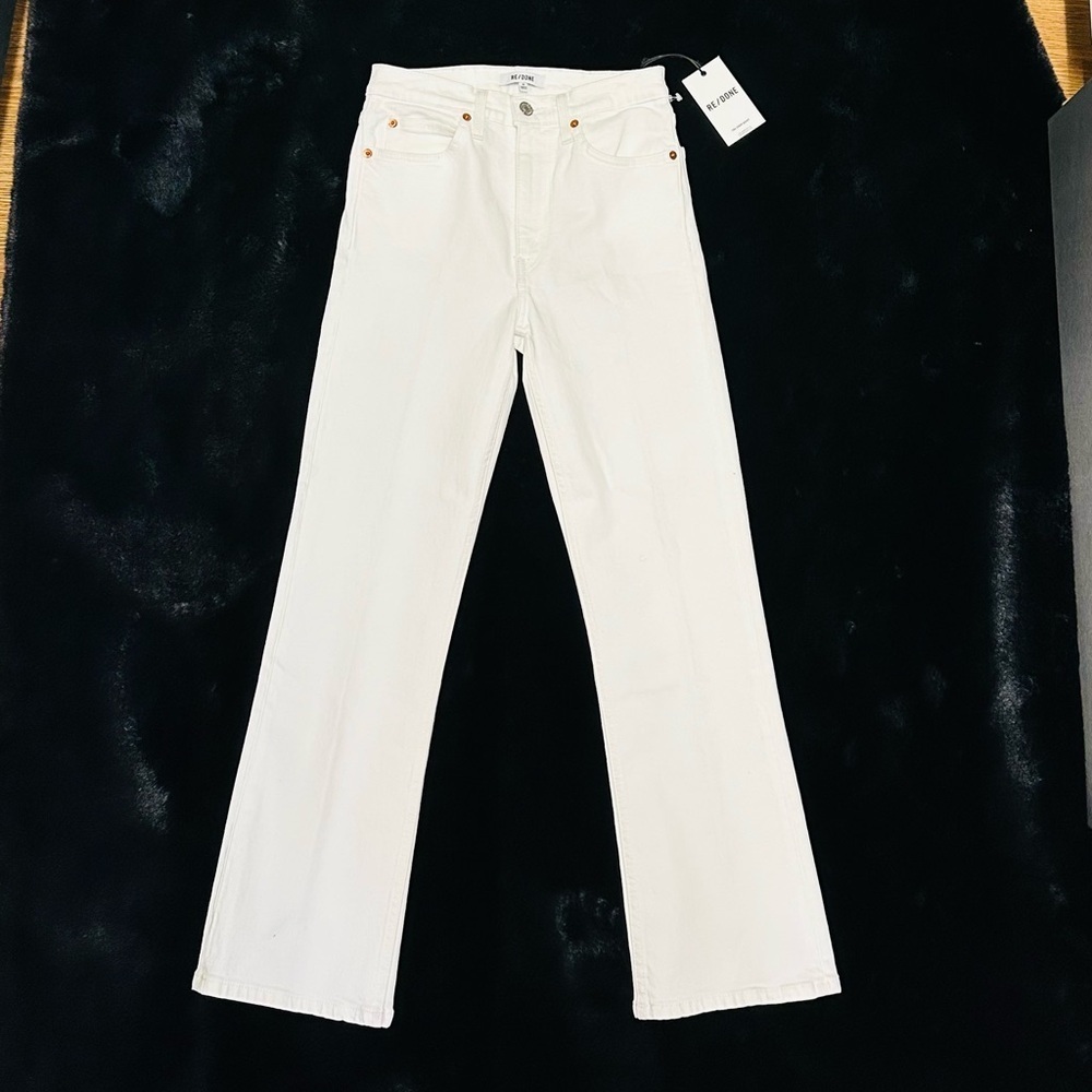 RE/DONE 70s Crop Boot Jeans White/Ivory Size 26 NWT High Rise Designer Denim